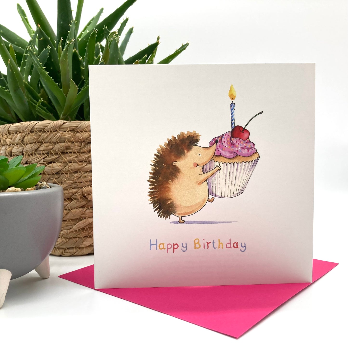 Hedgehog Cupcake Birthday Card