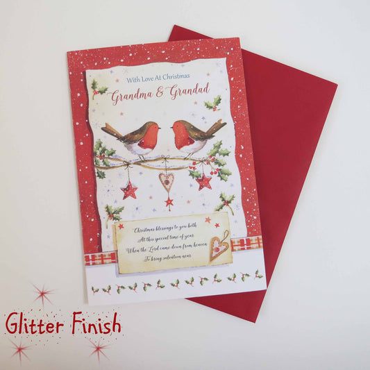 Robin Grandma and Grandad Relation Christmas Card
