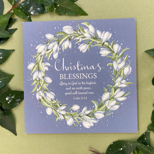 Snowdrop Wreath Pack of 5 Christmas Cards