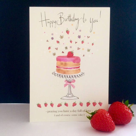 Strawberry Cake Birthday Card