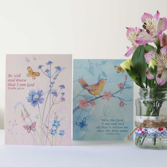 Bird and Butterflies 6 Pack Notecards