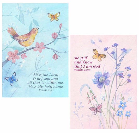 Bird and Butterflies 6 Pack Notecards