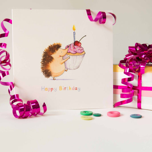 Hedgehog Cupcake Birthday Card