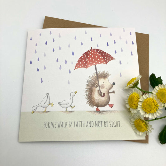 Hedgehog Walk Notecard | Christian Card