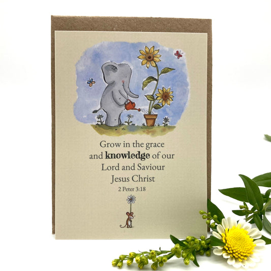 Grow in Grace Elephant Keepsake Card